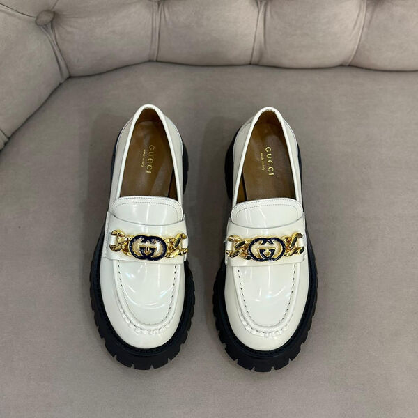 Лоферы Gucci женский кожа белый 123017-2