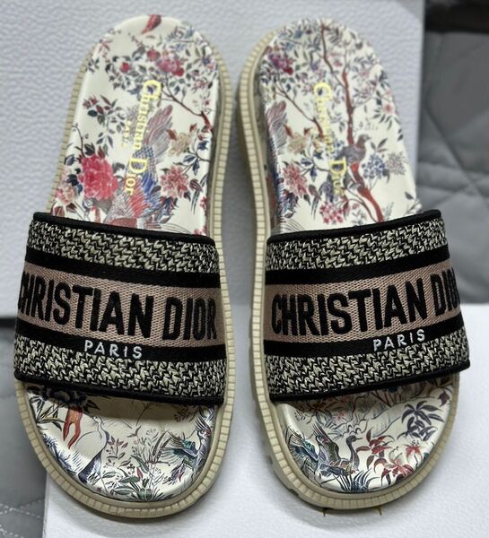 Шлепки Christian Dior женский текстиль черный 111887