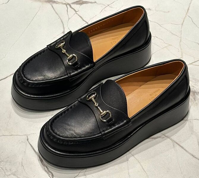 Лоферы Gucci женский кожа черный 165560