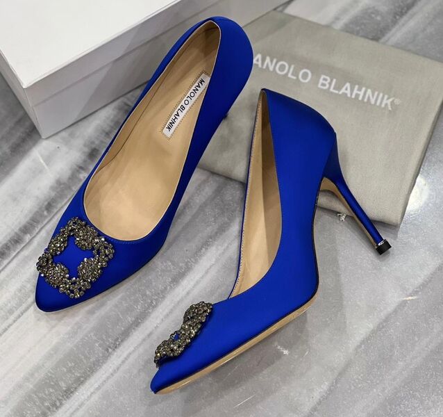 Туфли Manolo Blahnik женский сатин синий 122552