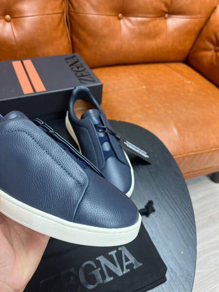 Мужские кеды Zegna мужской кожа синий 165816-6