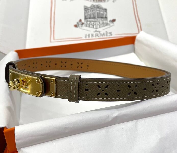 Женский ремень Hermès женский кожа болотный 128007