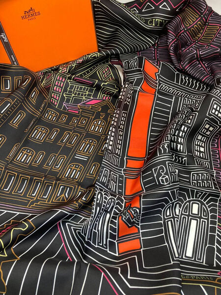 Платок Hermès женский шелк черный 164184