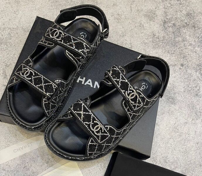 Сандалии Chanel женский кожа черный 109189