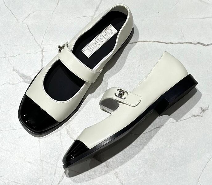 Балетки Chanel женский кожа белый 148233