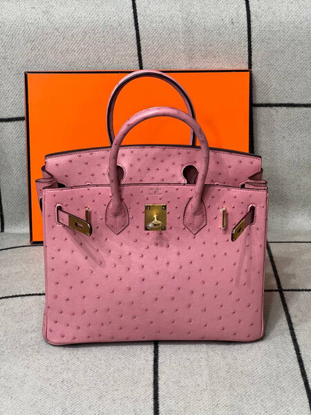 Сумка Hermès Birkin 30 Ostrich Terre Cuite Hardware женский кожа розовый 122723-8