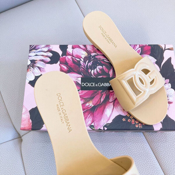 Шлепки Dolce & Gabbana женский кожа бежевый 147485-4
