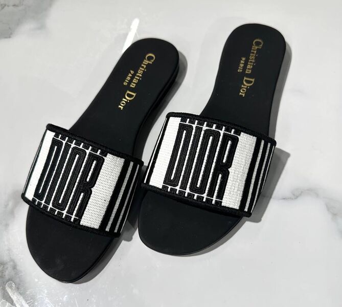 Шлепки Christian Dior женский текстиль белый 187605