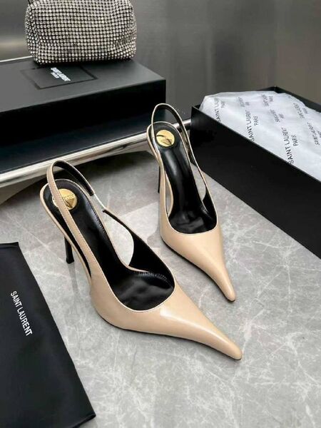 Женские туфли Saint Laurent женский кожа бежевый v9732678-1-2