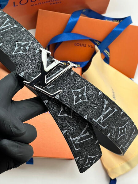 Мужской ремень Louis Vuitton мужской кожа черный 107684-5