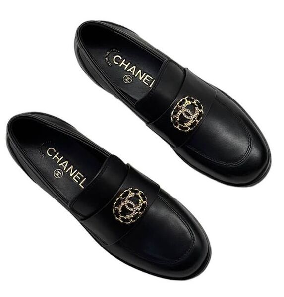 Лоферы Chanel женский кожа черный 104437