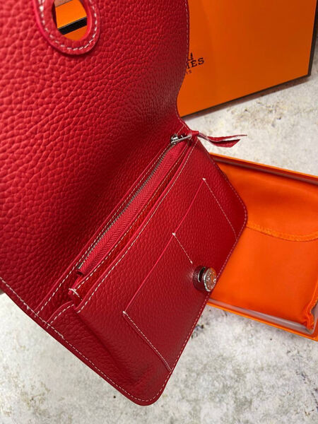 Кошелек Hermès женский кожа бордовый 130196-3