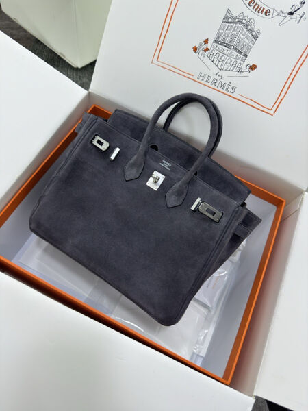 Сумка Hermès Birkin 25 женский замша графитовый 155731-2