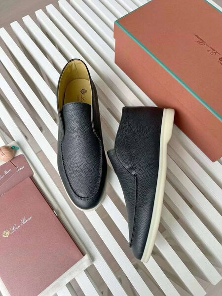 Мужские лоферы Loro Piana мужской кожа черный 135598-5