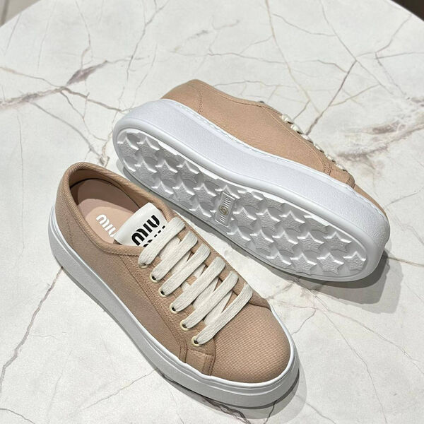 Кеды Miu Miu женский текстиль бежевый 148767-2