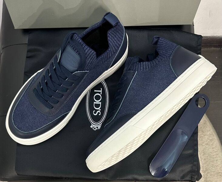 Мужские кеды Tods мужской текстиль синий 175612