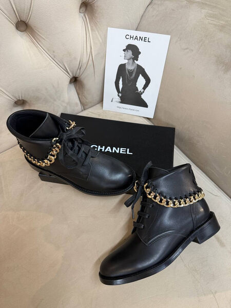 Ботинки Chanel женский кожа черный 201244-3
