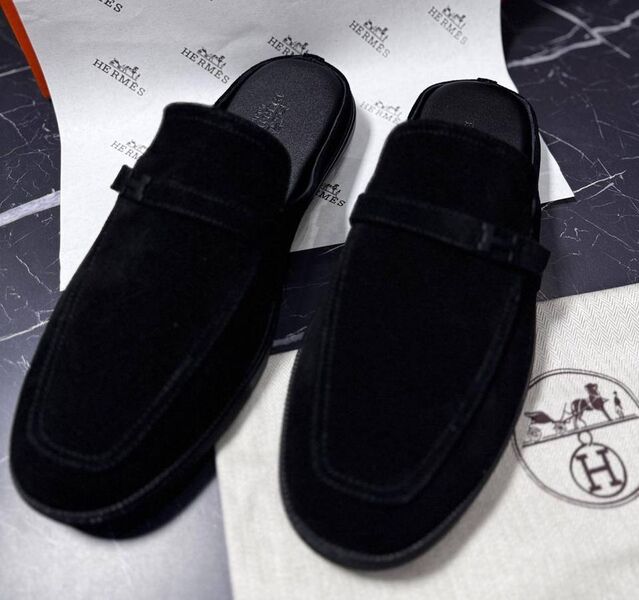 Мужские сабо Hermès мужской замша черный 195774