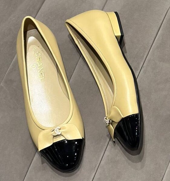 Балетки Chanel женский кожа бежевый 112282-3