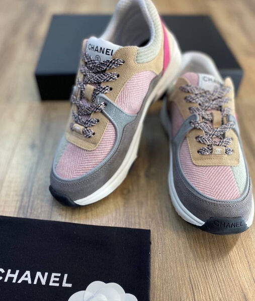 Кроссовки Chanel женский текстиль розовый 110893-2