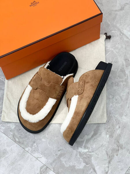 Сабо Hermès женский замша бежевый 202337-2