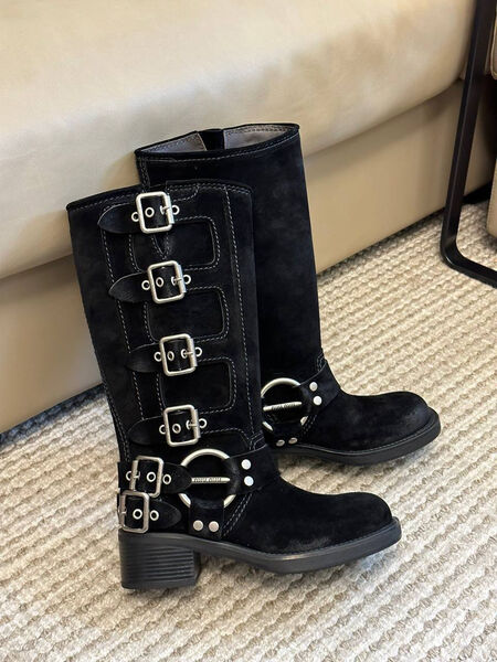Сапоги Miu Miu женский замша черный 125980-8