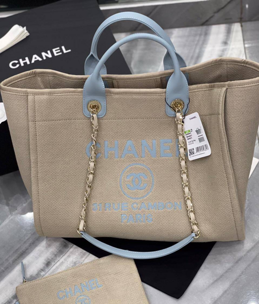 Сумка Chanel Shopping женский текстиль бежевый 73455