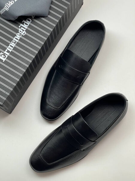Мужские лоферы Zegna мужской кожа черный 145408-7