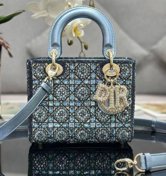 Сумка Christian Dior Lady женский кожа бирюзовый 196554