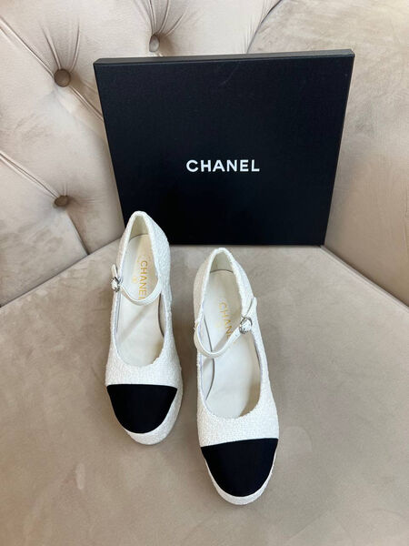 Туфли Chanel женский твид белый 192663-5