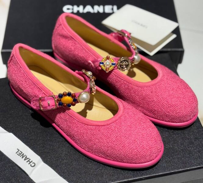 Балетки Chanel женский текстиль розовый 155944