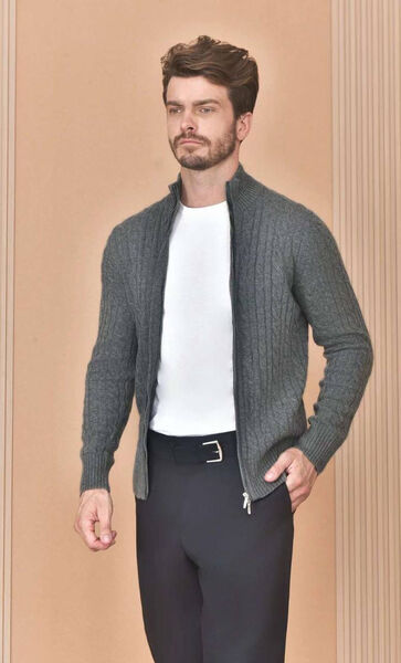 Мужской кардиган Loro Piana мужской вязаная ткань графитовый 165468-2