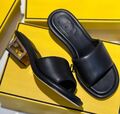 Шлепки Fendi женский кожа черный 118689-1