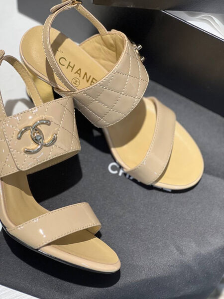 Босоножки Chanel женский кожа бежевый 114924-3
