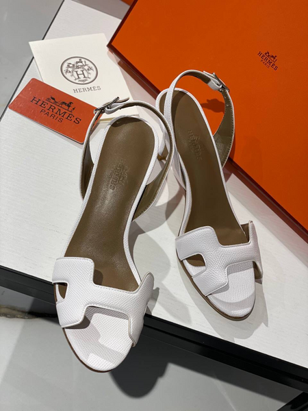 Босоножки Hermès женский кожа белый 12278-3