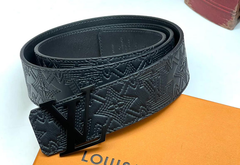 Мужской ремень Louis Vuitton мужской кожа черный 52977