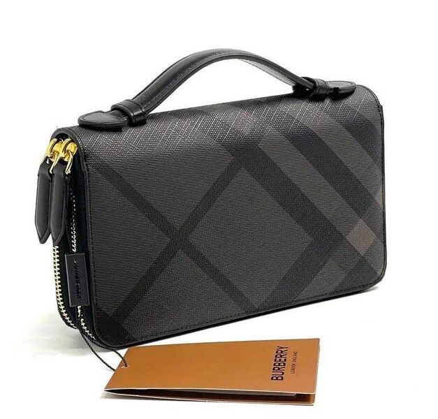 Мужской клатч Burberry мужской кожа графитовый 150122