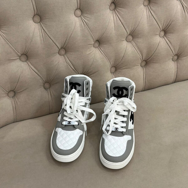 Кеды высокие Chanel женский кожа белый 126298-2