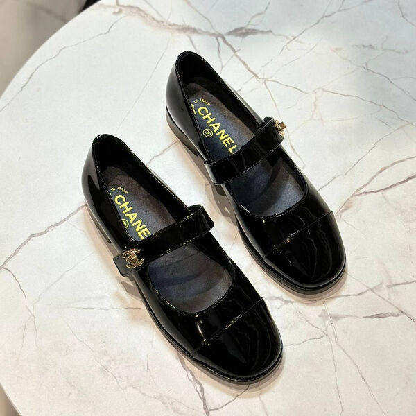 Балетки Chanel женский кожа черный 148887-2