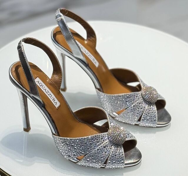 Босоножки Aquazzura женский стразы графитовый 199965