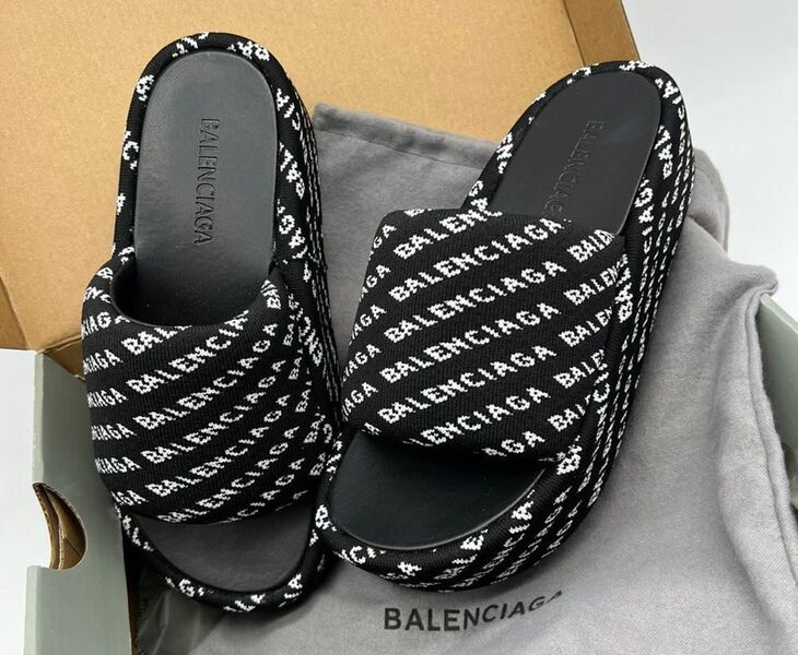 Шлепки Balenciaga женский ткань черный 109341