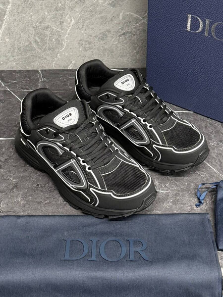 Мужские кроссовки Christian Dior мужской кожа черный 190369-2