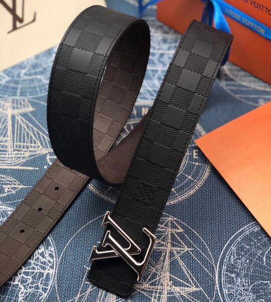 Ремень Louis Vuitton мужской кожа черный 63648