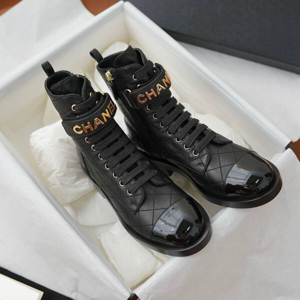 Ботинки Chanel женский кожа черный 125684-4