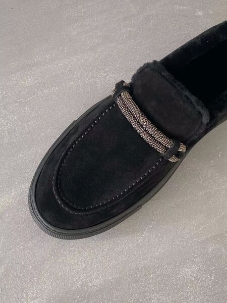 Лоферы Brunello Cucinelli женский овчина черный 39754-5