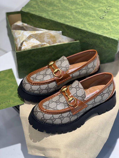 Лоферы Gucci женский текстиль графитовый 104897-4