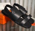 Мужские сандалии Hermès мужской кожа черный 152007-1