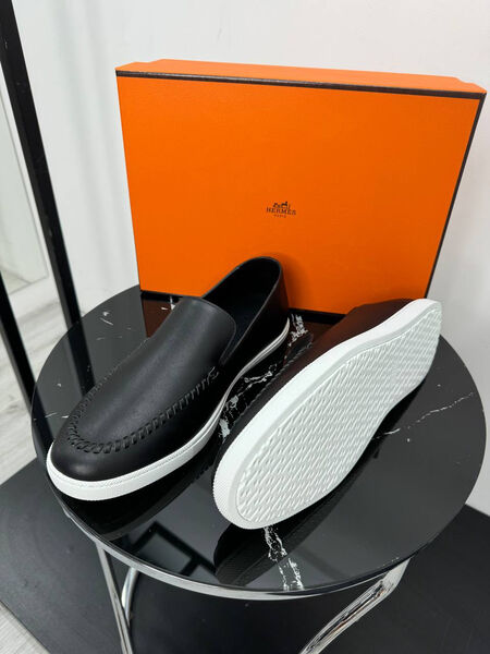 Мужские лоферы Hermès мужской кожа черный 193046-2