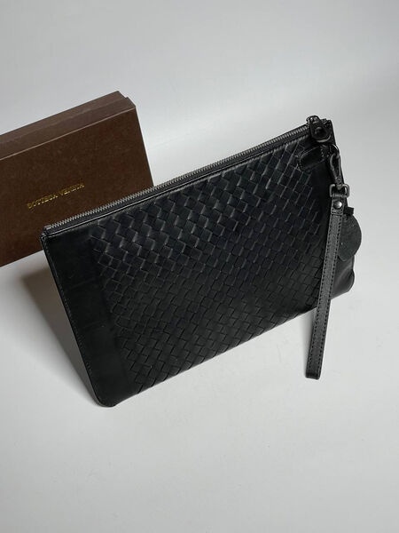 Мужской клатч Bottega Veneta мужской кожа черный 153054-3