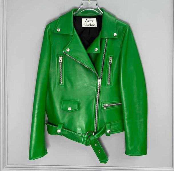 Куртка Acne Studios женский кожа болотный 140400